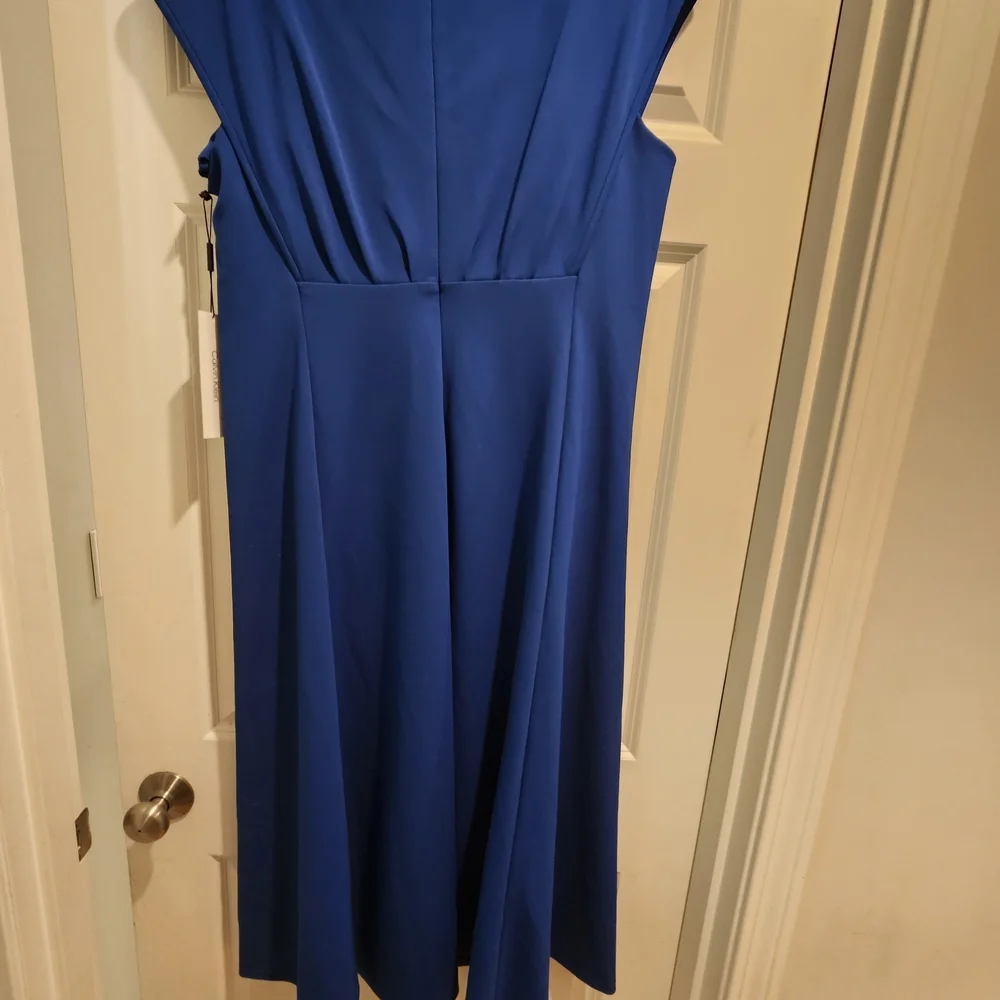 Calvin Klein Blue Pleated Midi Sundress for Wedding Guest - Picture 2 of 3